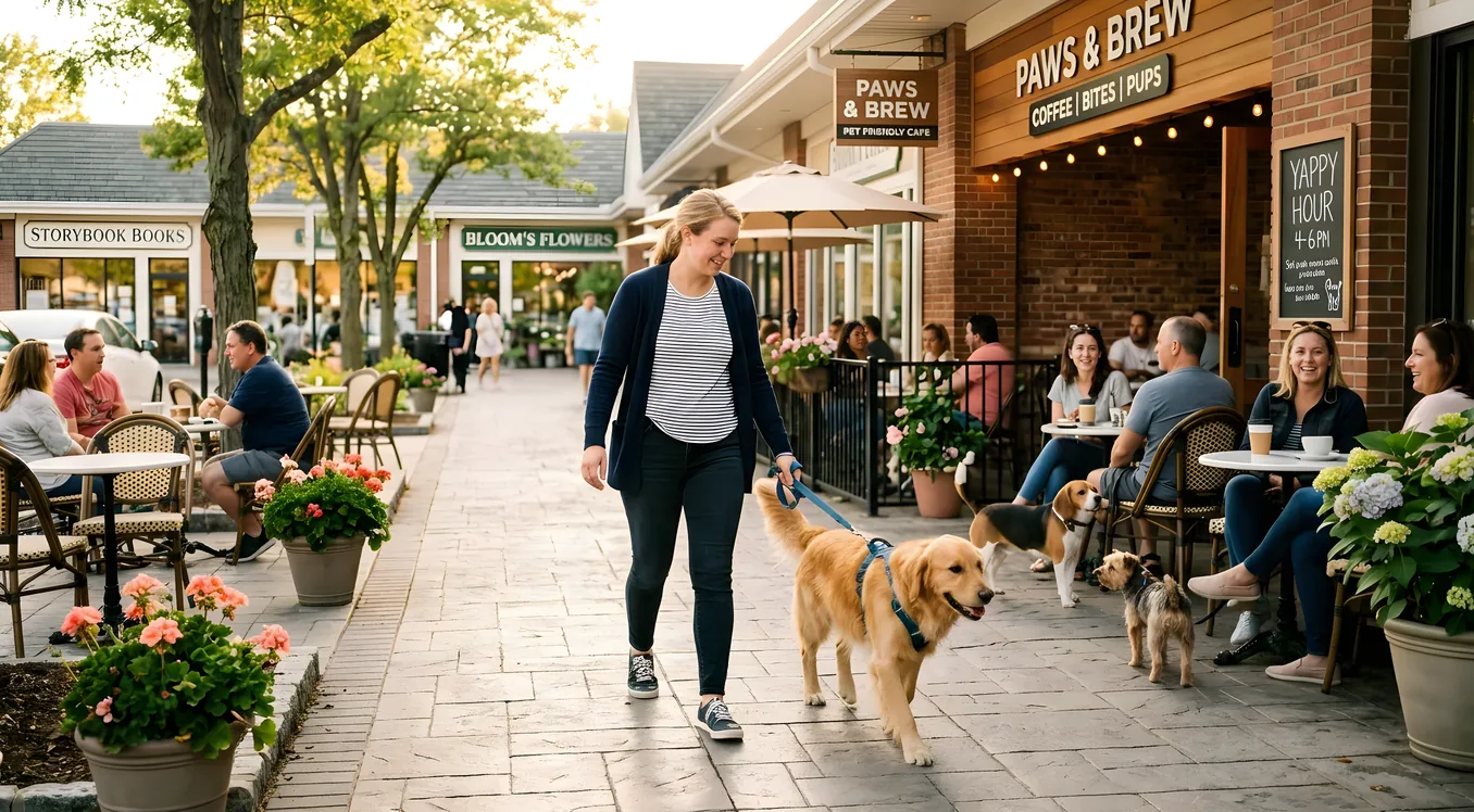 Pet-friendly Panther Creek neighborhood in Frisco with sidewalks and green space for dog walking